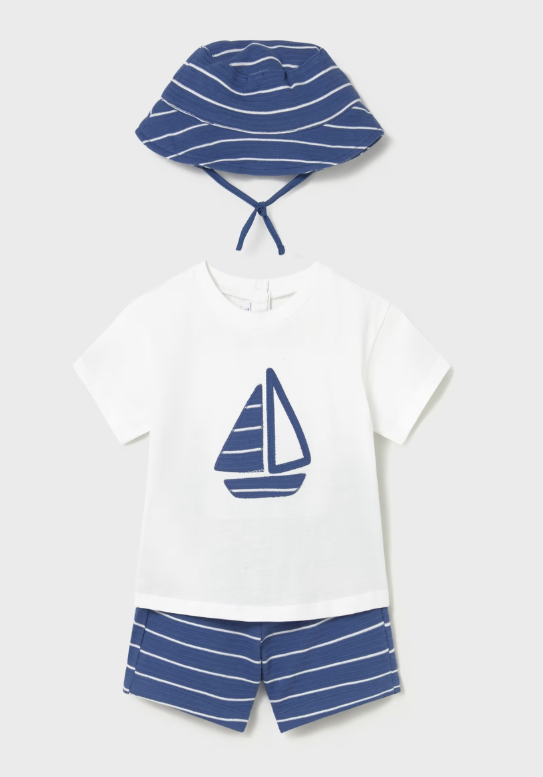 Mayoral 3-Piece Shorts, T-Shirt and Hat Set Style 1666 - Capri